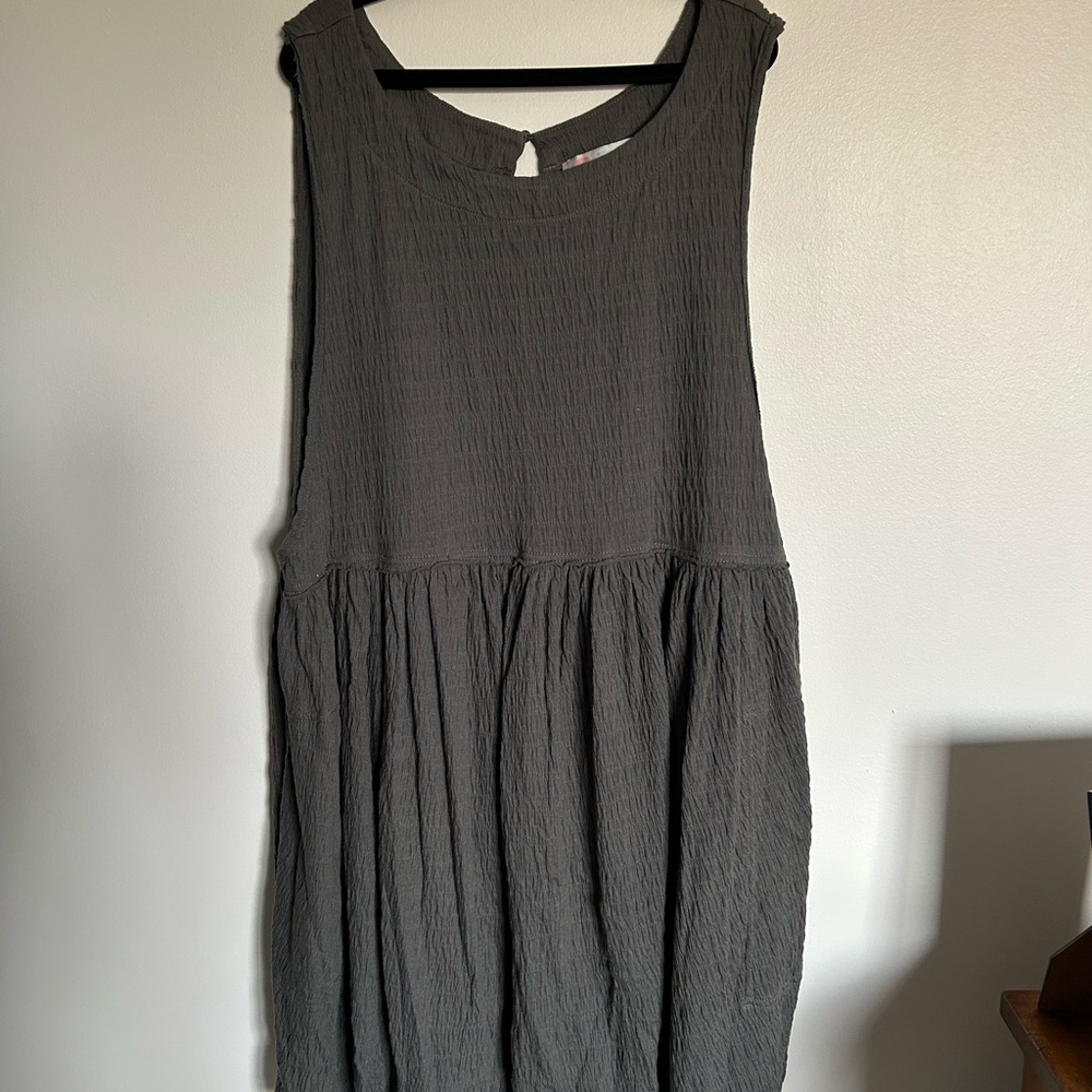 Free People Gray Sleeveless Scoop Neck Midi Sundress